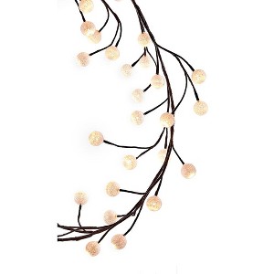 Kurt Adler 6-Foot Brown Garland Warm White Cotton Ball 48 Light LED - 1 of 4