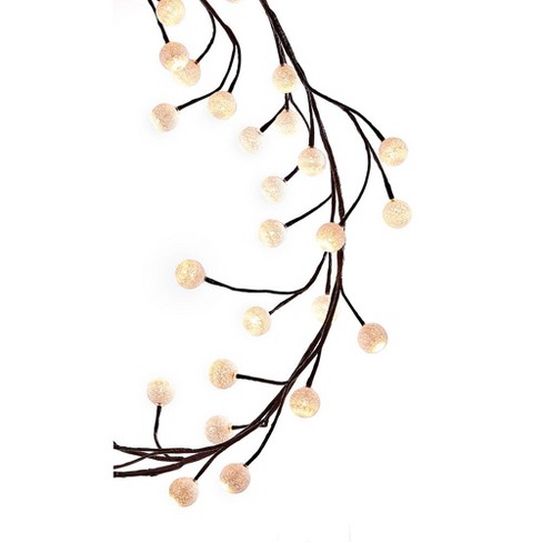 Kurt Adler 6 Brown Garland Warm White Cotton Ball 48 Light Led Target