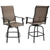 Resenkos 2 Outdoor Swivel Bar Stools Set, Armrests, Bar Height Patio Chairs,Steel, Sling Fabric, - 2 of 4