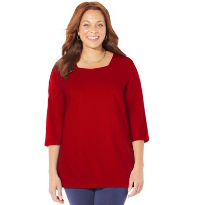 Catherines Women's Plus Size Petite Easy Fit Squareneck Tunic