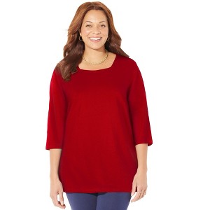 Catherines Women's Plus Size Easy Fit Squareneck Tunic - 1 of 4