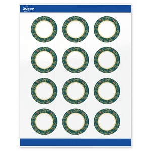 Avery Labels, 2" Diameter, Gold-Teal Berries, Glossy, 120ct - 1 of 4
