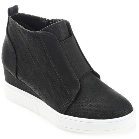 Женские кроссовки Journee Collection Women's Clara Round Toe Inside Zip Wedge Sneakers Black 10