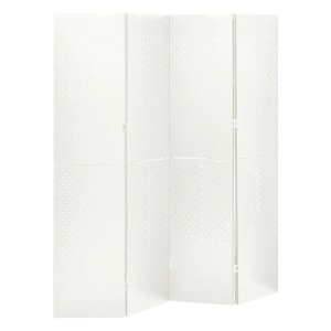 vidaXL Room Divider Freestanding Privacy Screen for Room Separation Steel - White 63" x 70.9" 2 pcs - 1 of 4
