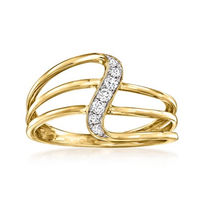 Ross-Simons 0.10 ct. t.w. Diamond Wave Ring in 18kt Yellow Gold