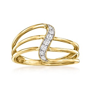 Ross-Simons 0.10 ct. t.w. Diamond Wave Ring in 18kt Yellow Gold - 1 of 4
