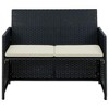 vidaXL 2-seater Sofa Black Poly Rattan, Powder-Coated Steel, Polyester - 4 of 4