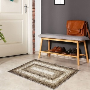 Washable Modern Braided Printed Rug Non Slip Low Pile Rug Soft Contemporary Throw Floor Cover Foldable Indoor Carpet for Living Room Bedroom - 1 of 4