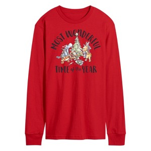 Men's - Winnie the Pooh - Christmas Most Wonderful Time of the Year Long Sleeve Graphic T-Shirt - 1 of 3