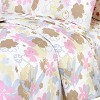 Slickblue 4 Pcs 100% Cotton Bedding Set, Deep Pocket Fitted Sheet, Duvet Cover Set, Floral, Queen/King, Pink, 4pc - 3 of 3