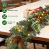 24-Inch Pre-Lit Christmas Wreath with Warm White LED Lights, Frosted Pine Cones, Indoor Outdoor Holiday Door Decor - 3 of 4