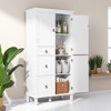 62-Inch Tall Retro Storage Cabinet with 3 Drawers, 3 Doors, Adjustable Shelves & Anti-Tip Kit, Multi-Purpose Organizer - 3 of 4