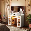 Famapy White Large Makeup Mirror Visual Storage Adjustable Light Vanity Table - 3 of 4