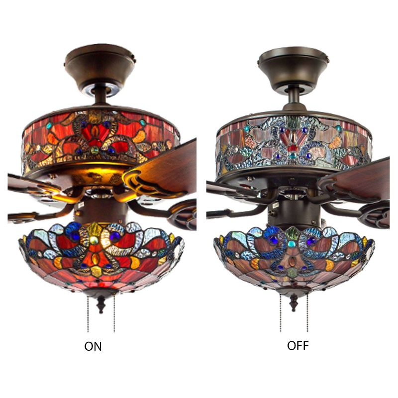 52&#34; LED Glass Tiffany Style Stained Magna Carta Lighted Ceiling Fan - River of Goods, 6 of 12
