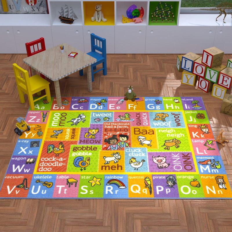 KC CUBS Boy & Girl Kids ABC Alphabet W/ Animals & Sounds Educational Learning & Fun Game Play Nursery Bedroom Classroom Rug Carpet, 3 of 11