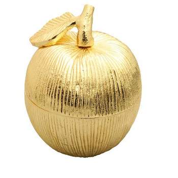 Classic Touch Gold Apple Shaped Honey Jar with Spoon - 2.5"D x 4.75"H