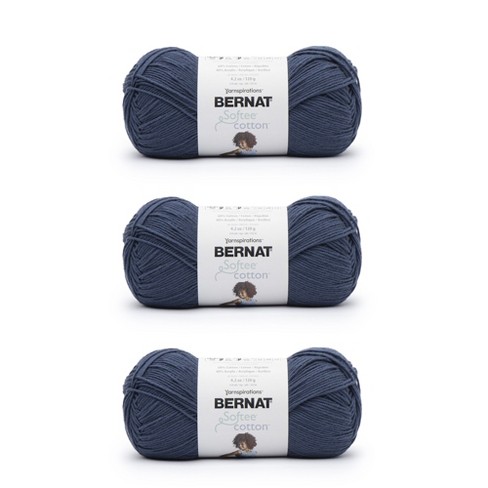  Bernat Softee Cotton Blue Waves Yarn - 3 Pack of 120g