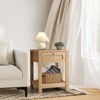 Bekrvio 18-Inch Boho Rattan Nightstand Set of 1/2, Bedside Table w/Drawer & Brass Knobs, Wood End Table w/Open Shelf for Bedroom/Living Room - 4 of 4