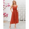 Clearlove Women's Casual Summer Midi Dress Spaghetti Strap Button Down Sleeveless A-Line Beach Swing Sundress - 2 of 4