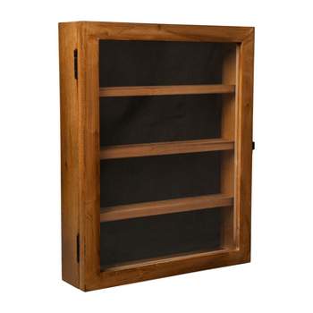 Emma and Oliver Solid Pine Medals Display Case with Channel Grooved Removable Shelves