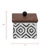 4.5" x 5" Premium White Enamel Metal Geometric Pattern Luxury Jewelry Trinket Storage Cannister Box w/ Wood Lid - 4 of 4