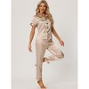 cheibear Women's Buton Down Sleepwear with Pants Nightwear Lounge Pajama Set 2 Pcs - 2 of 4