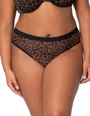 Curvy Couture Women's Mesh High Cut Brief Panty Saffron 3x : Target