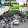 LeisureMod Walbrooke 4-Piece Modern White Patio Conversation Set with Slats Design Square Fire Pit & Tank Holder, Sectional Seat for Outdoor Spaces - 4 of 4