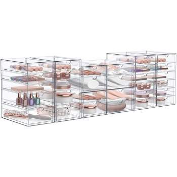 Sorbus 30 Drawers Acrylic Organizer for Makeup, Organization and Storage, Art Supplies, Jewelry, Stationary - 6 Pcs Clear Stackable Storage Drawers