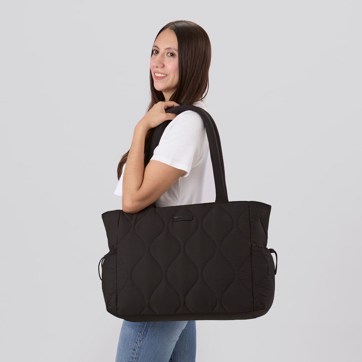 Motherhood Quilted Tote Diaper Bag, Black - thumbnail 8