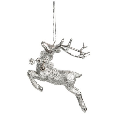 Transpac Resin 5.31 In. Silver Christmas Reindeer Ornament : Target