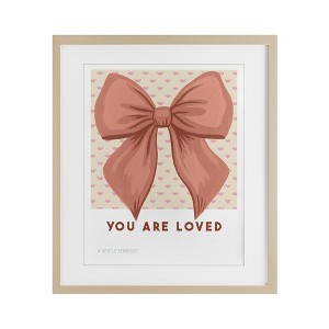 Stupell Industries Coral Bow You Are Loved Framed Print Under Glass Art, Brown, 13" x 16" - 1 of 4