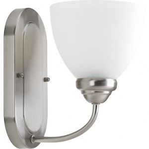 Progress Lighting Heart 1-Light Bath Bracket, Ceramic, Brushed Nickel, Etched Glass Shade - 1 of 4