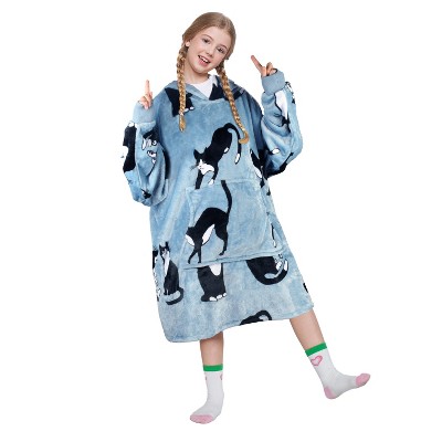 Catalonia Kid Wearable Blanket Hoodie Sweatshirt, Oversized Fleece Girl Soft Hoodie Sweatshirt with Large Front Pocket, Cozy Gift for Teen Boy Girl