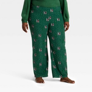 Women's Dalmatian Microfleece Holiday Matching Family Pajama Pants - Wondershop™ Green - 1 of 4