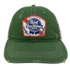 Adult Pabst Blue Ribbon Embroidered Logo Distressed Green Denim Trucker Hat - 2 of 4