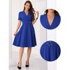 INSPIRE CHIC Women's Elegant V Neck Short Sleeve Dressy Wrap Ruched Business A-Line Midi Dress - image 2 of 4