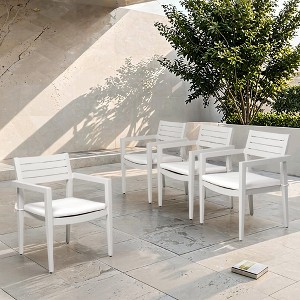 Christopher Knight Home Veronica Patio Stackable Aluminum Dining Chair Set with Sunbrella Cushions and Tapered Feet (Set of 4) - 1 of 4