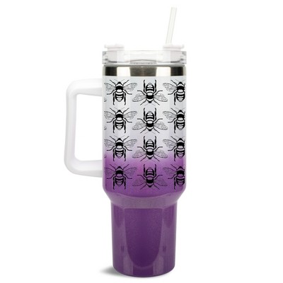 Elanze Designs Honey Queen Bumble Bee Hive 40 oz. Stainless Steel, Large Water Bottle Coffee Mug, Spill & Leak Resistant, Thermal Travel Tumbler with