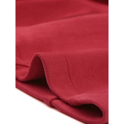 INSPIRE CHIC Women's Faux Suede Stand Collar Zip Up Long Sleeve Moto Biker Jacket Small Red — фото 5