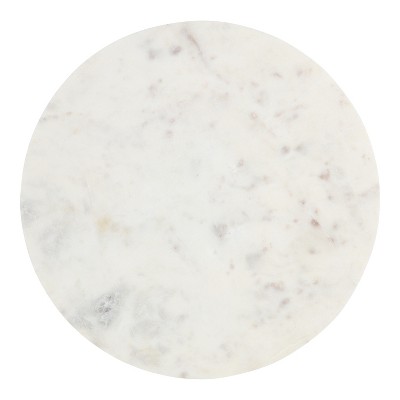 Tira Round White Marble and Gold Metal Side Table