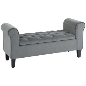 NicBex Modern 51.25" Storage Bench Wood Accent Stools with Button Tufted and Rolled Arms for Bedroom and Entryway - 1 of 4