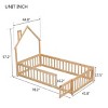 1Pc House Floor Bed , Solid Pine Wood Frame ,Fence Guardrails for Kids' Safety and Fun Bedroom Play Space - Baofuwish - 4 of 4
