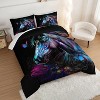 Acoinel 3 Pcs Horse and Butterfly Lightwight Ultra Soft Comforter Set with 2 Pillowcases, Black - 2 of 4