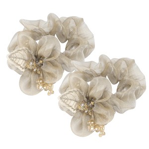 Unique Bargains Women's Fashion Elegant Leaves Flowers Hair Ties 2Pcs - 1 of 3