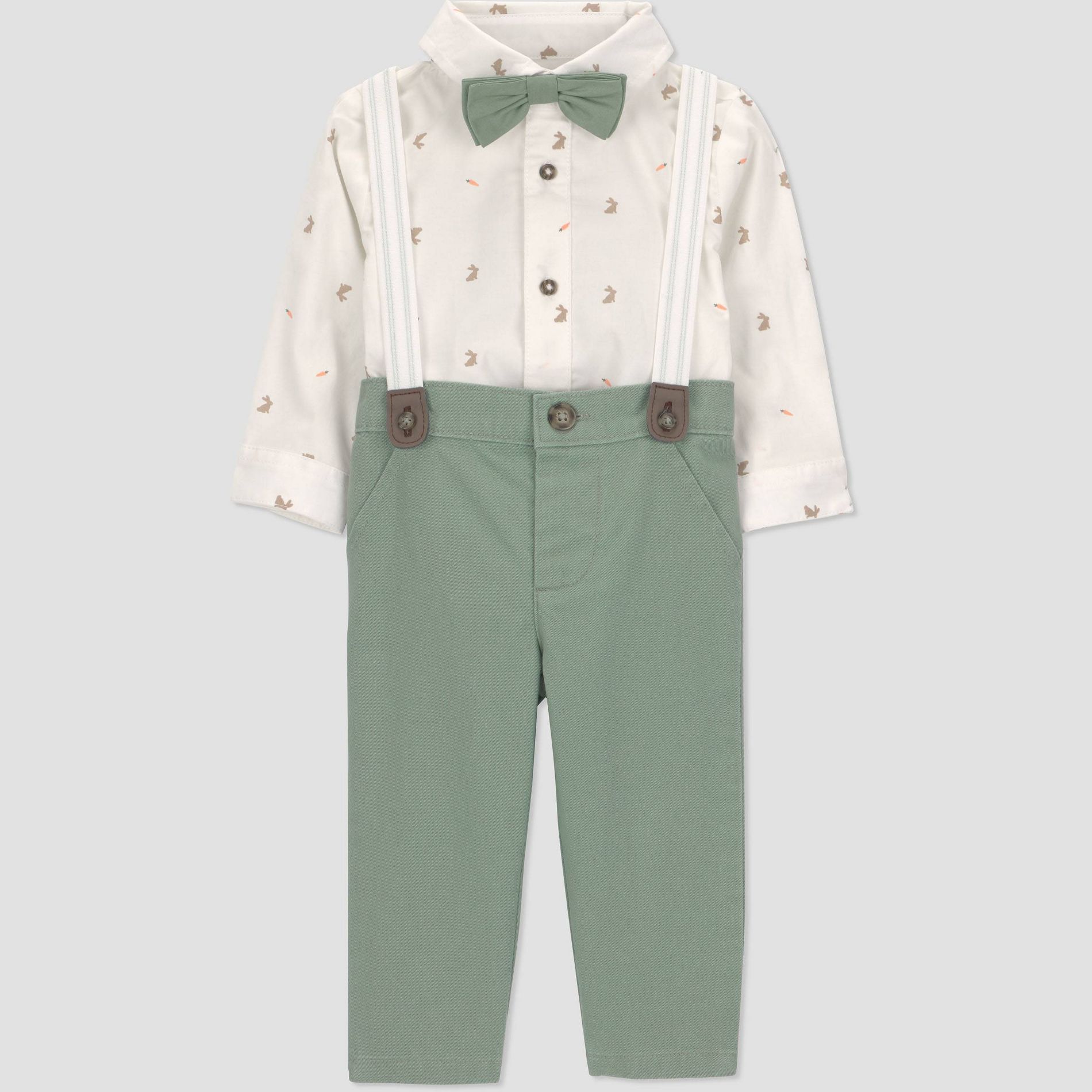 Carter's Just One You® Baby Boys' 2pc Carrots Button-Down Bodysuit and Pants Suspender Set - Ivory