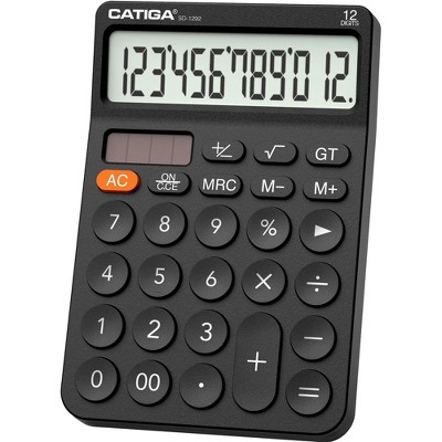 CATIGA 12 Digit Desktop Calculator with Large LCD Display, 4 Functions, Round Design Big Button, for Office, Home, School, SD-1292
