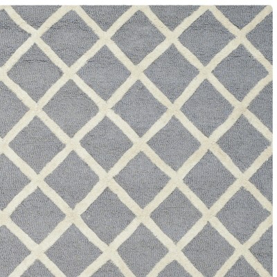 Hand-Tufted Silver Wool 47" Square Non-Slip Area Rug