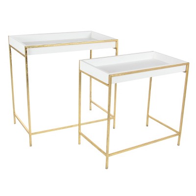 Set of 2 Contemporary Metal Console Tables Gold - Olivia & May