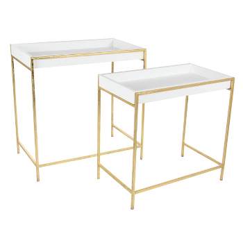 Set of 2 Contemporary Metal Console Tables Gold - Olivia & May